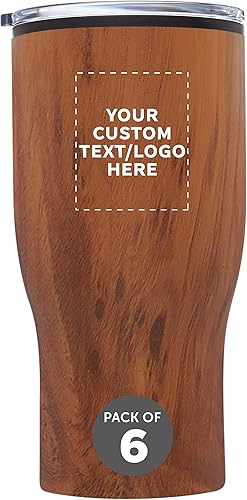 Miniatura 14 de Challenger - Juego de 6 tazas de viaje de acero inoxidable personalizadas de 28 onzas, paquete personalizado a granel, perfectas para café, Acabado