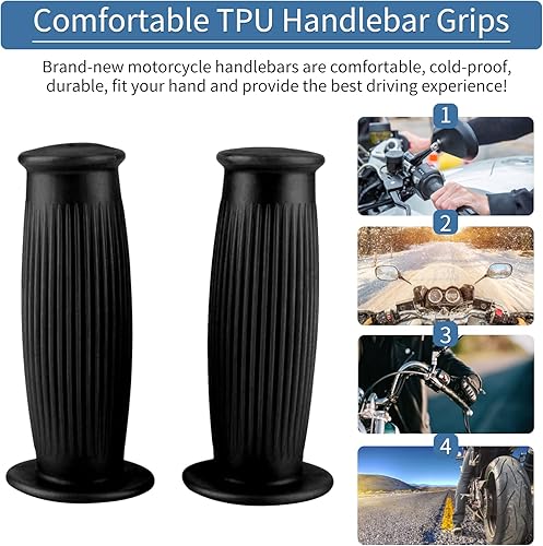 Miniatura 3 de Akozon - Agarraderas de motocicleta de 1 pulgada y 25/1.102 in, antideslizante de goma vintage para manillar de motocicleta, agarre de empuje para
