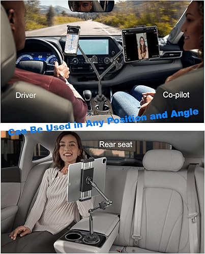 Miniatura 8 de Soporte de metal resistente para tableta de automóvil, ajuste de un solo toque, soporte mágico para vasos de brazo para automóvil, SUV, camiones,