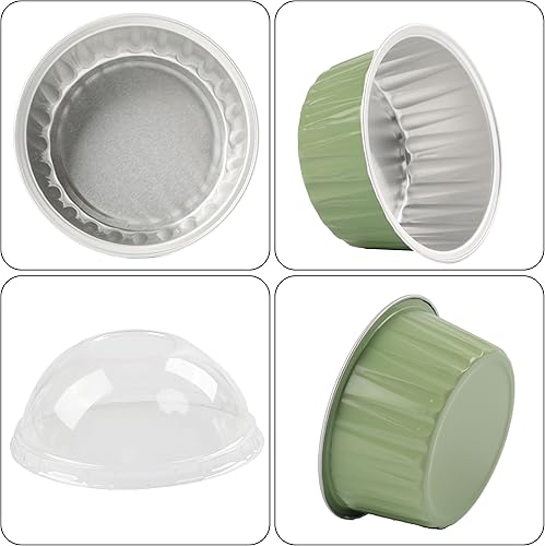 Miniatura 31 de 50 moldes para hornear con tapas, mini moldes de aluminio de 4 onzas con tapas, moldes desechables, moldes individuales para tartas, forros
