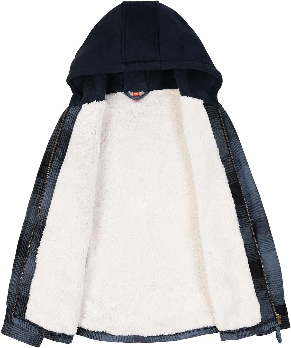 ZENTHACE Kids Toddler Boys Girls Warm Sherpa Lined Plaid Flannel Shirt Jacket,Full-Zip Hooded Sweatshirt - Image 3