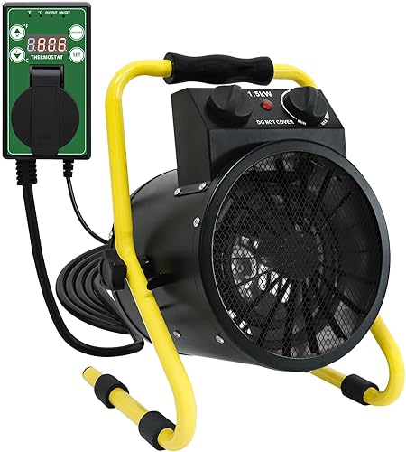 COOS BAY Calentador radiante de 1500 W con termostato, calentador eléctrico para invernadero cerrado, tienda de cultivo y espacios de trabajo