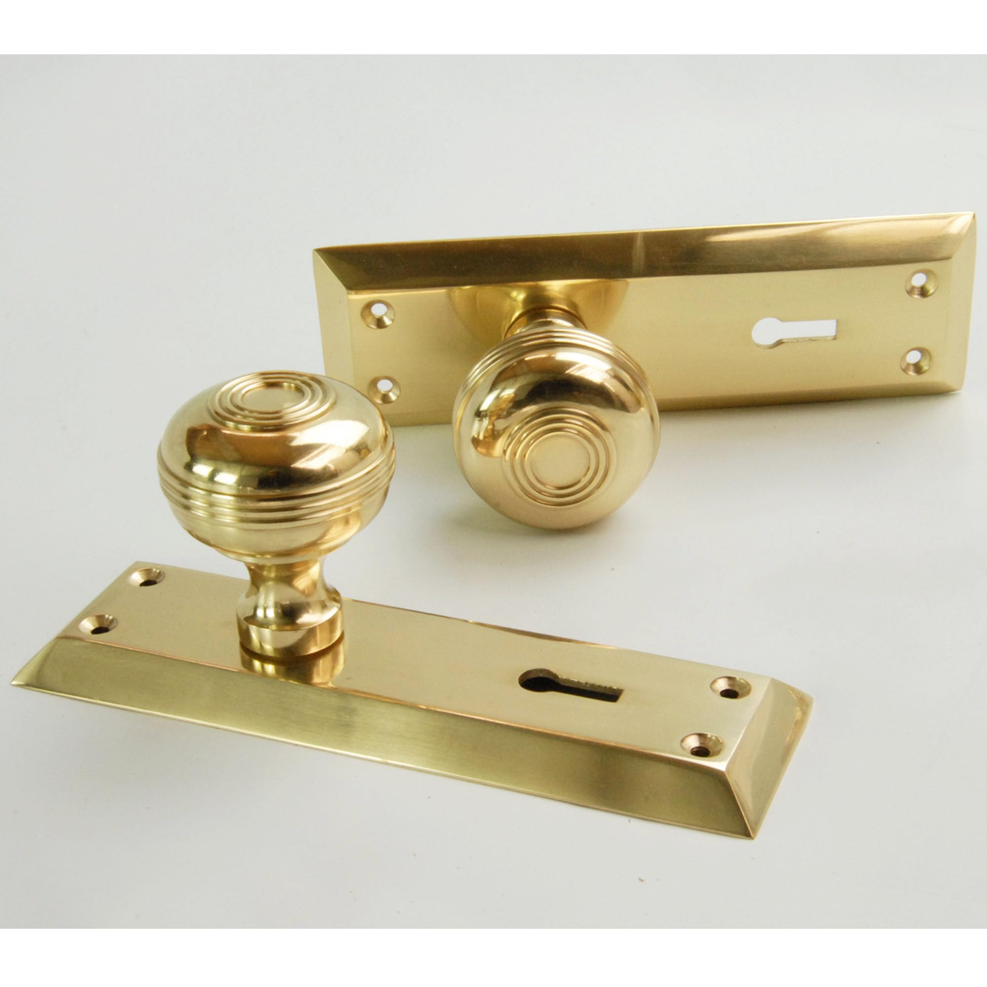 Underground Parts Brass Bellport New York Solid Polished Round Knobs Mortice Door Handles On Lock Backplate