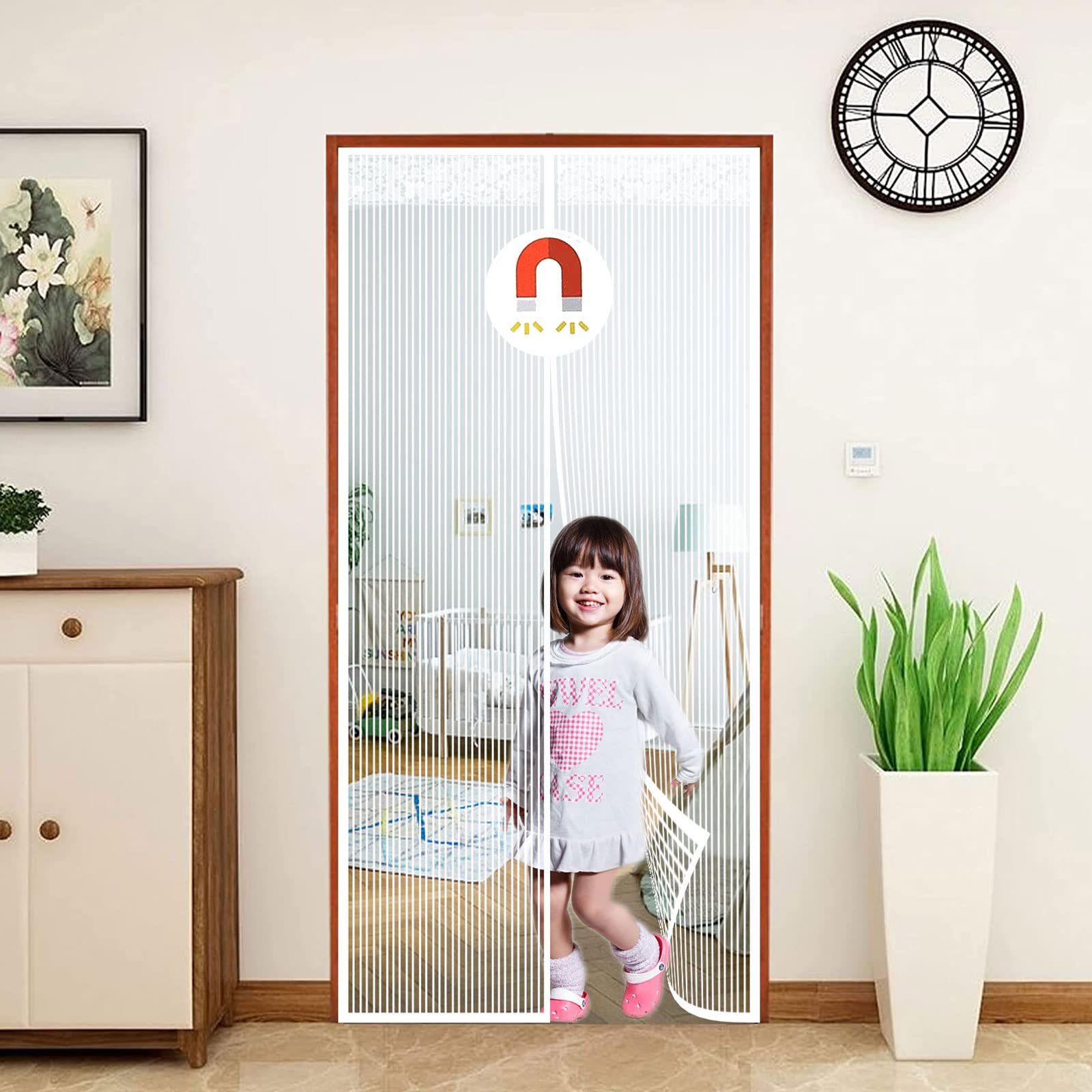 Moustiquaire Magnétique Pour Fenêtre - 175 X 175 Cm - Moustiquaire Anti-ct - Avec Fermeture Automatique - Facile à Installer Sans Perçage - Moustiquaire Magnétique Pour Fenêtre Coulissante (blanc