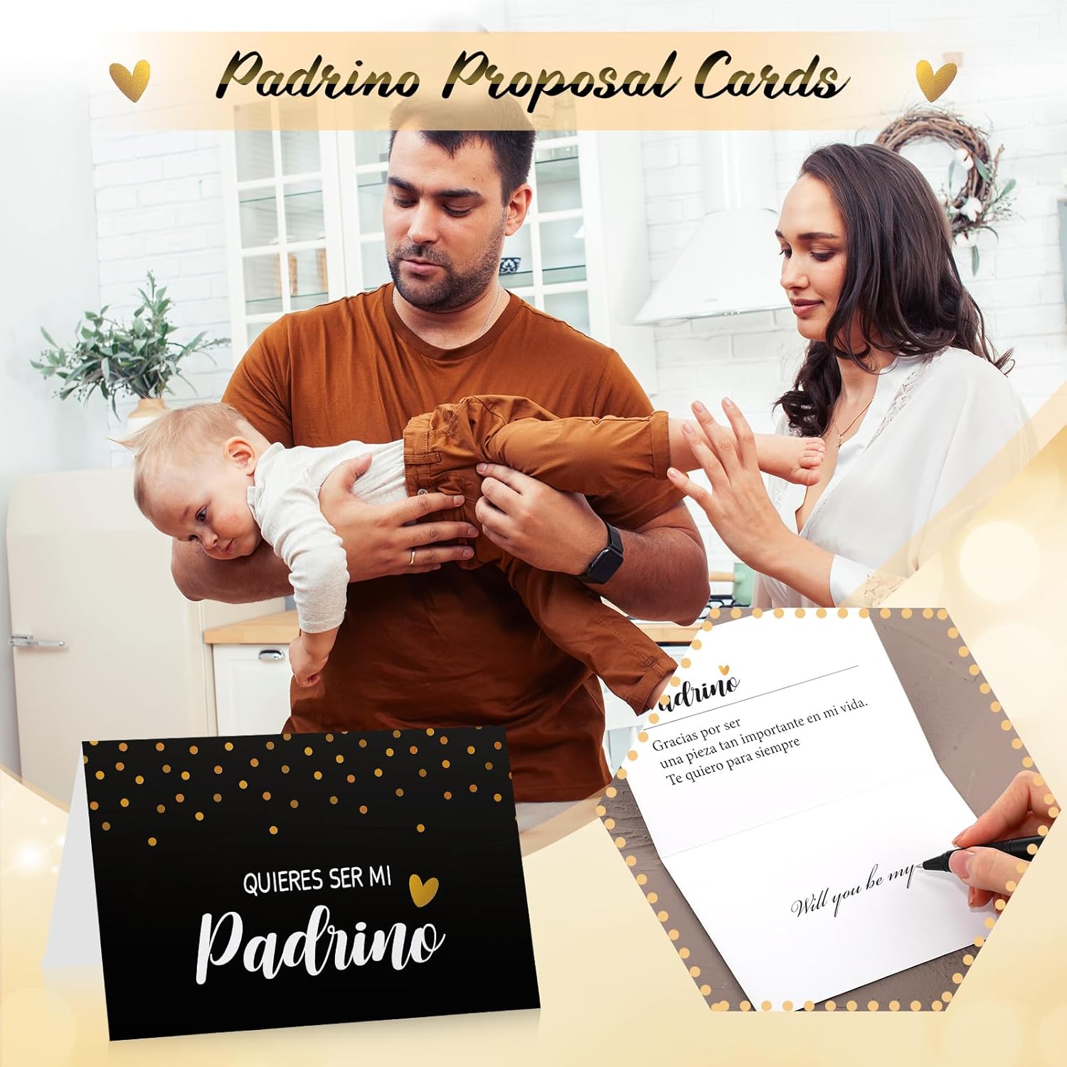 6 Pcs Padrino Proposal Gift Will You Be My Godfather Gift Box Set with Glass Bracelet Keychain Quiers Ser Mi Padrino Card Socks for God Father Uncle from Godchild Baptism Easter (Dad)