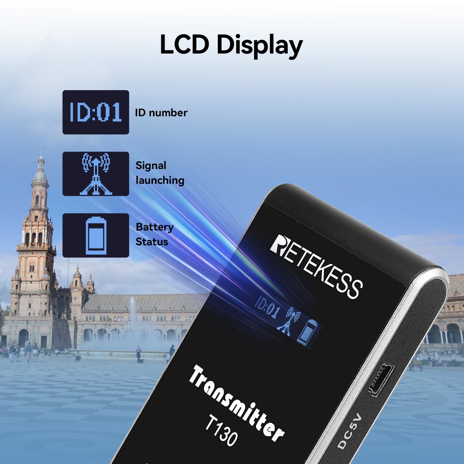 Retekess T130-T131 Sistema di Guida Turistica, Audioguide, 99 Canali, 12 Ore in Attesa,Set di Guida Turistica con Cuffie e Custodia di Ricarica 64 Slot per Turismo (4 Trasmettitori 60 Ricevitori)