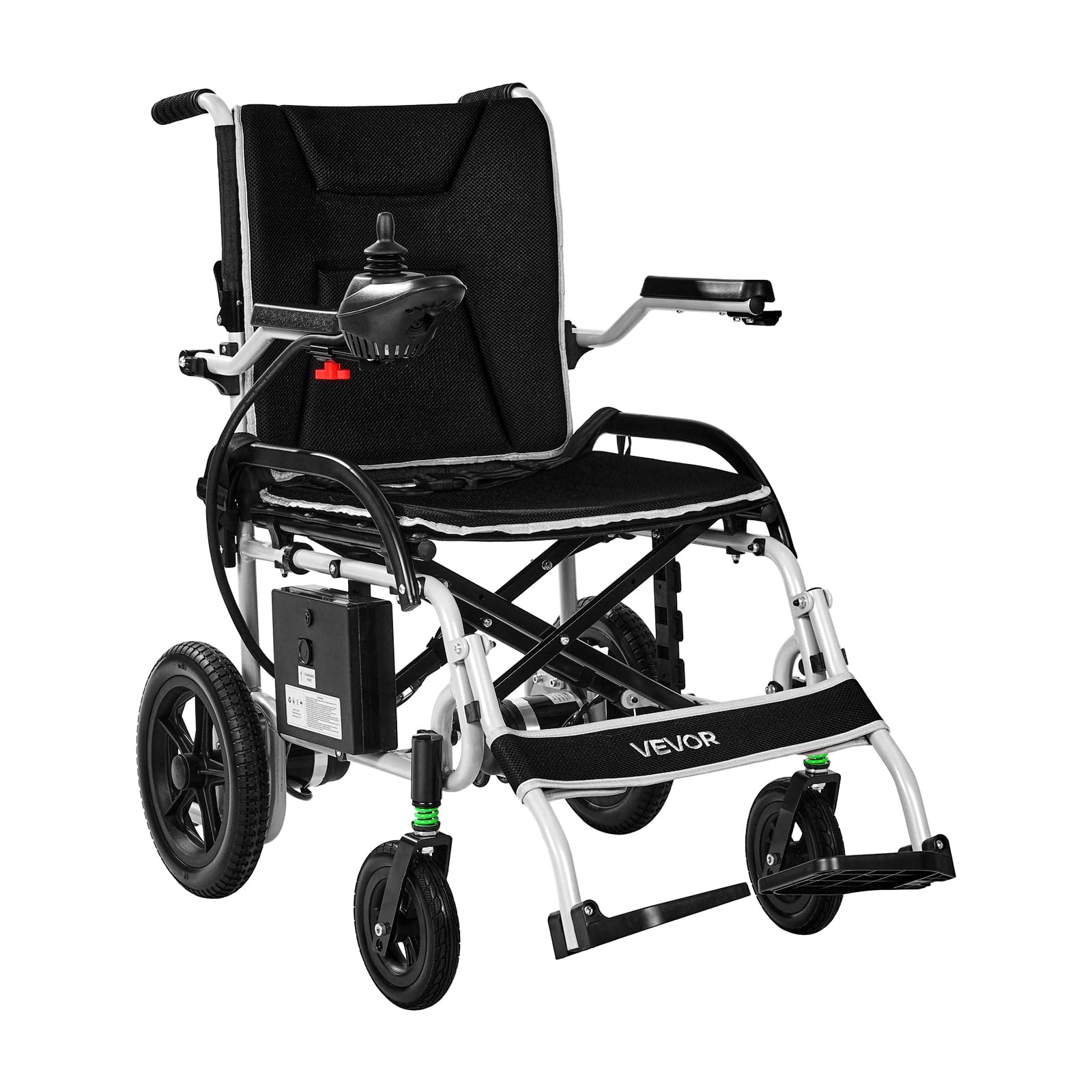 VEVOR Silla de Ruedas Eléctrica para Adultos Capacidad de 100 kg Plegable Ligera Motorizada Autonomía de 19,3 km Ajuste de 5 Velocidades Todoterreno Portátil para Personas Mayores, Discapacitadas