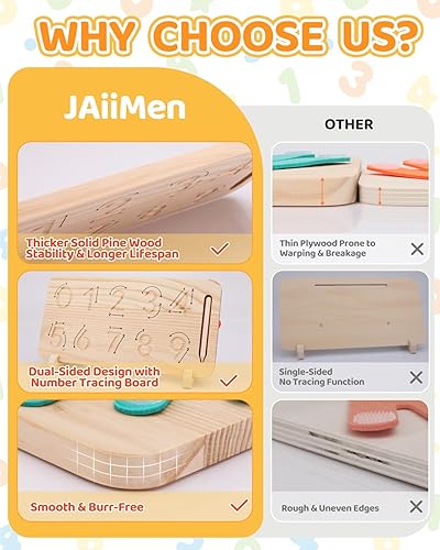 Miniatura 2 de Juguetes de aprendizaje Montessori para niños pequeños de 2 a 4 años, tablero de doble cara para contar con los dedos y trazar números, bloques de