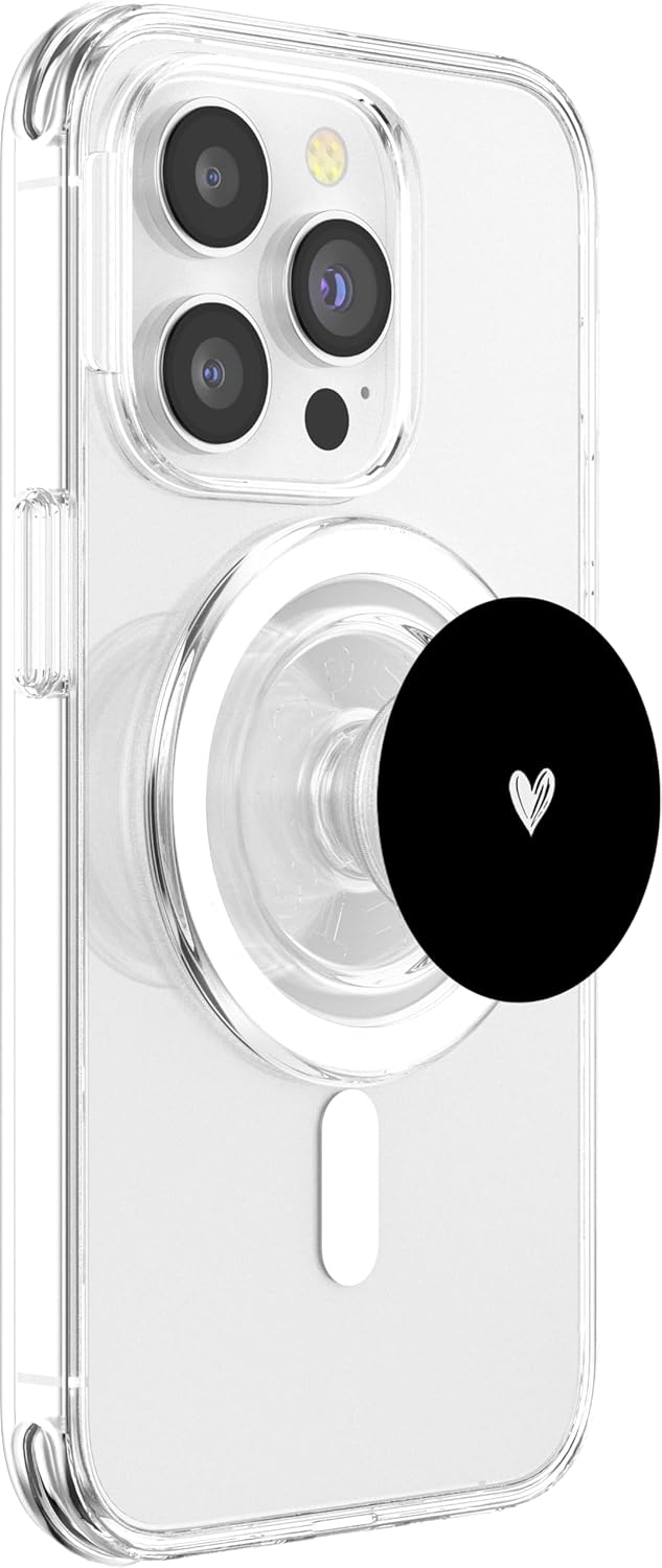 Cute Heart Love Black PopSockets PopGrip for MagSafe