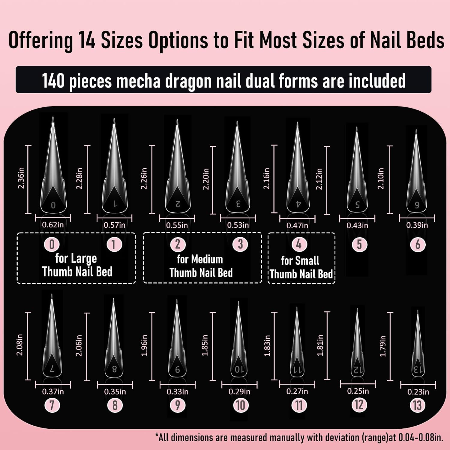 70Pcs Stiletto Dual Nail Forms, Extra Long Reusable Molds image 5
