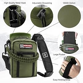 NATURE PIONEOR Water Bottle Holder with Adjustable Strap - 25/32/40oz Insulated Water Bottle Carrier Sling Sleeve with Paracord Handle & 2 Storage Pockets, Hiking, Camping, Gym
