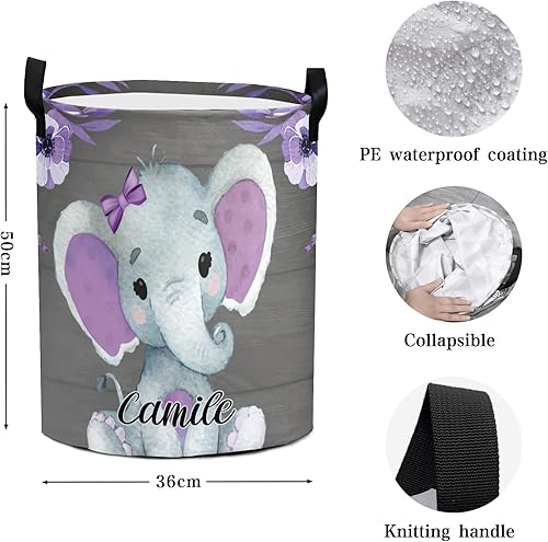 Miniatura 10 de Cesta de lavandería personalizada con asa de almacenamiento impermeable para niñas de princesa, ropa plegable, juguete, guardería