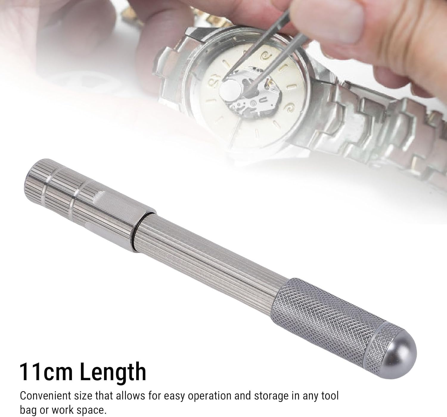 POCREATION Pin Vise Hand Drill with Non Slip Handle, 11cm/4.3in Length, 3 Replacement Heads, Manual Operation, for Watch Repair and Jewelry Making