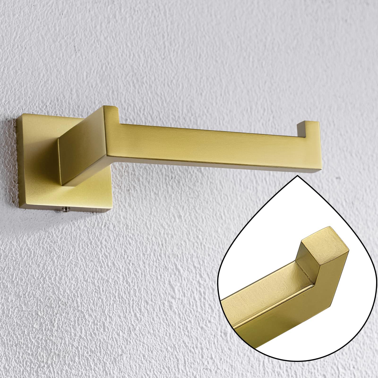 Porta Carta Igienica In Acciaio Inox SUS 304 Con Ripiano Per Telefono – TURS, Oro Spazzolato, 2 In 1, Antiscivolo E Anti Goccia