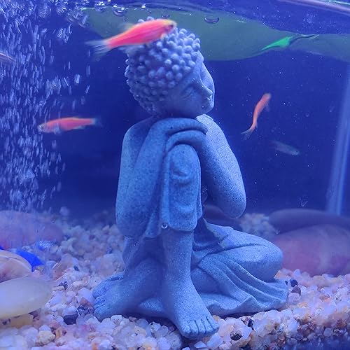 Miniatura 5 de Estatua de Buda para acuario, decoración de pecera de Buda antiguo, estatuas zen tailandesas para pecera, accesorios para pecera, lagartos,
