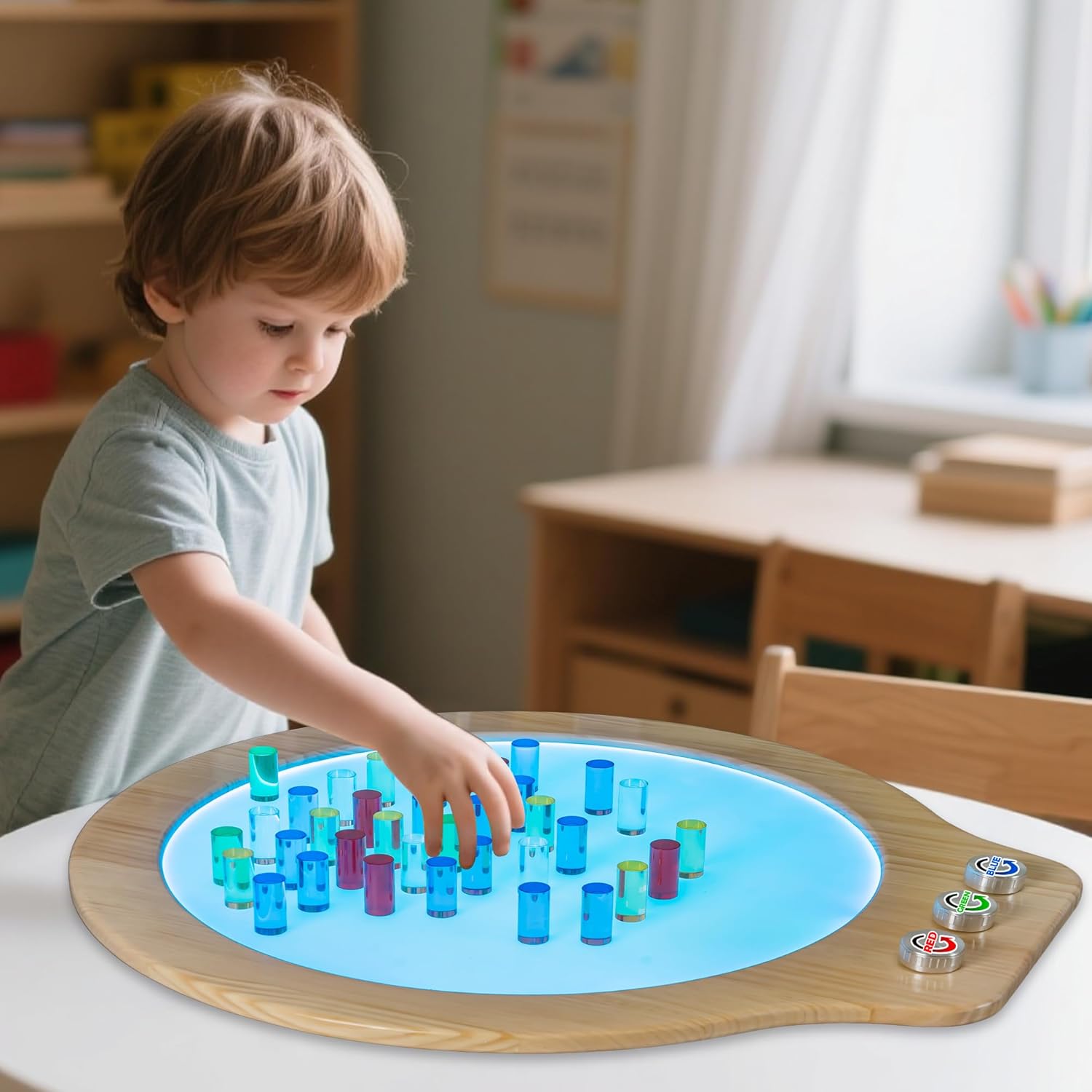 24'' RainbowSync Sensory Light Pad - Knob Hand Adjustable Color Light Game Board, Ultra-Thin RGB Light Panel with Customizable Colors for Therapy, Kids' Early Education and Creative Play