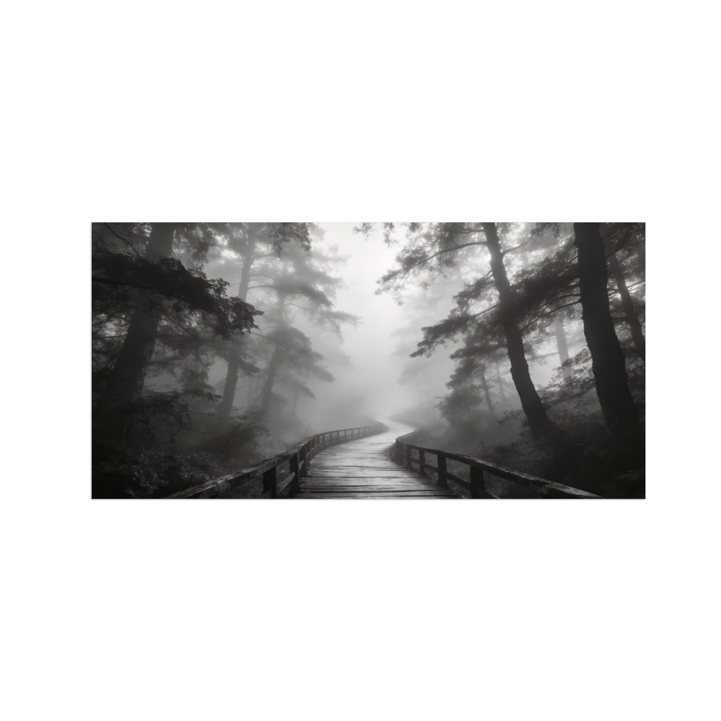 OZPWBVY Black and White Landscape Print Painting-Tree Path-Minimalist Canvas Wall Art Picture for Home Decor 8x16in 20x40cm Unframed