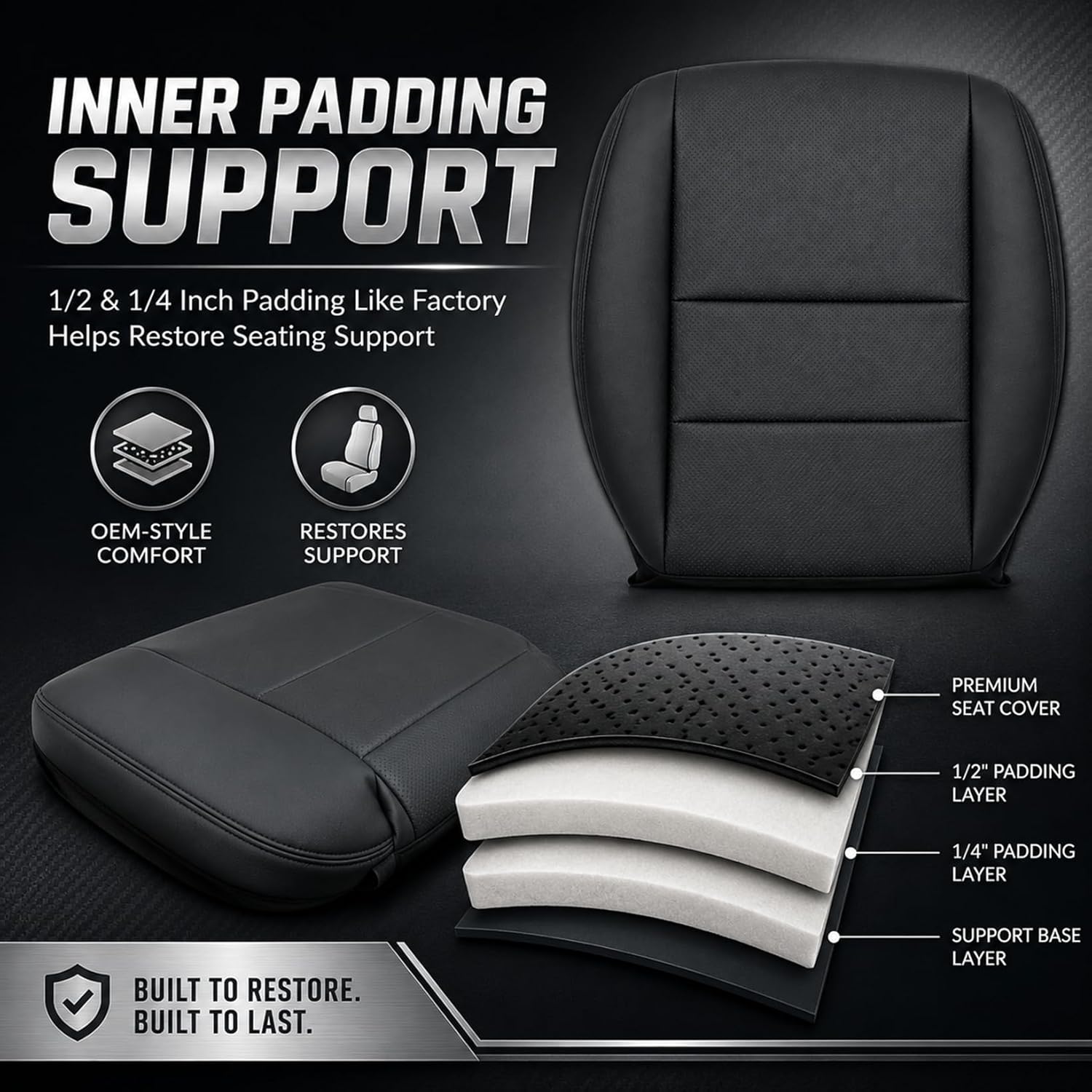 NLQR Front Driver & Passenger Bottom & Top Lean Back Replacement Perforated Seat Covers Black Microfiber Leather Compatible with Acura TL 2004 2005 2006 2007 2008