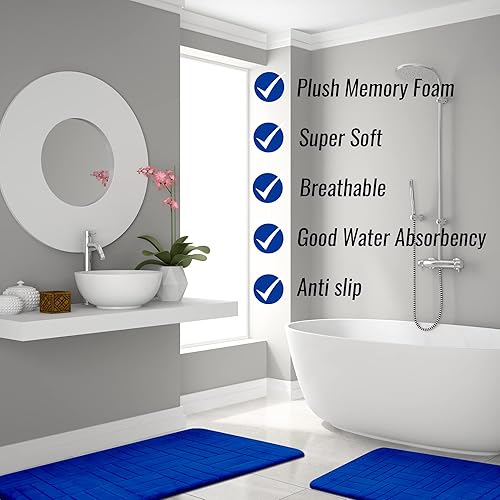 Miniatura 4 de Effiliv Alfombras de baño - Parent (azul realdiseño de línea, juego de 5 piezas)