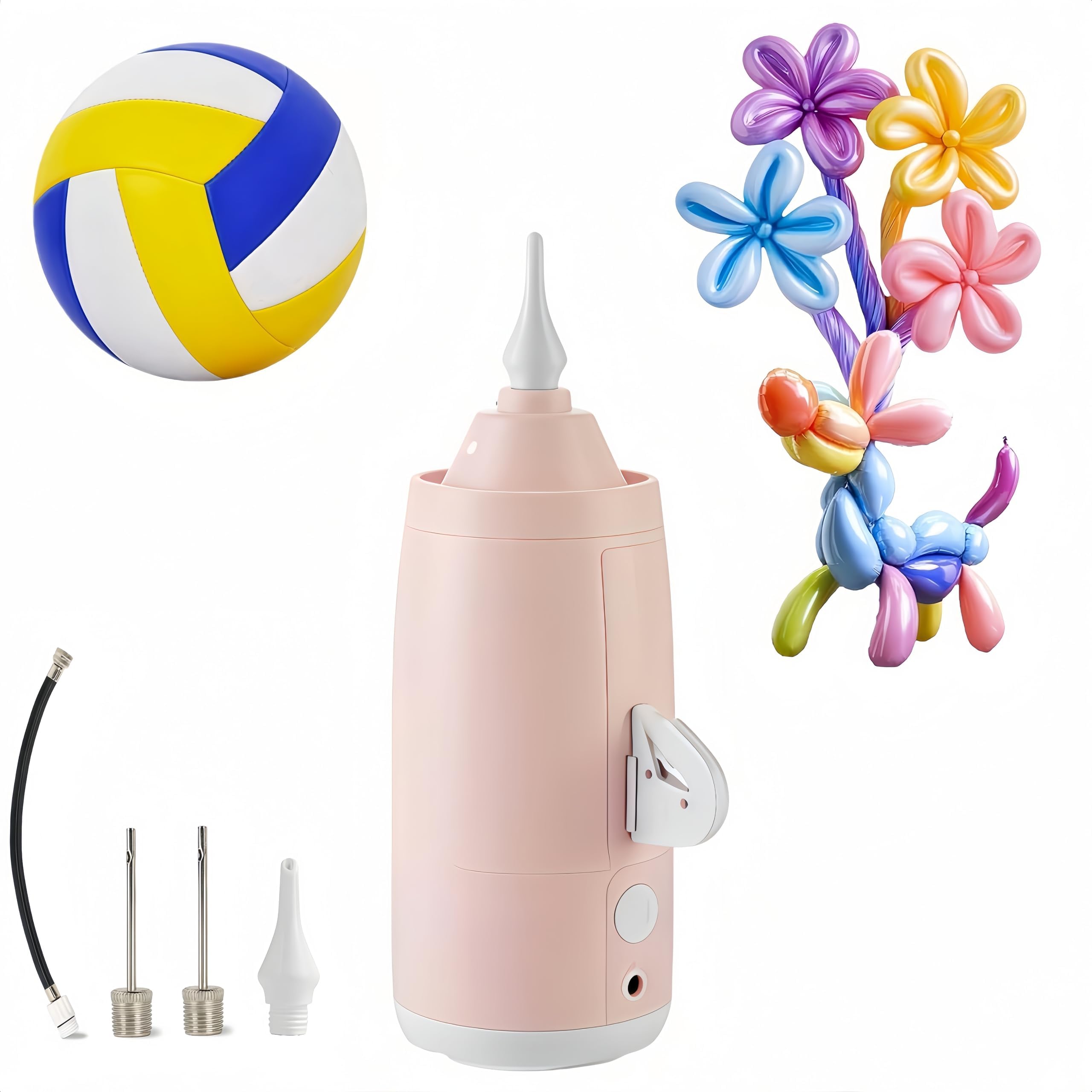 Pompa elettrica per palloncini con ago a sfera, gonfiatore per 260 palloncini attorcigliati e palloncini lunghi, pompa ad aria per animali palloncini, decorazioni per feste, basket, calcio, pallavolo