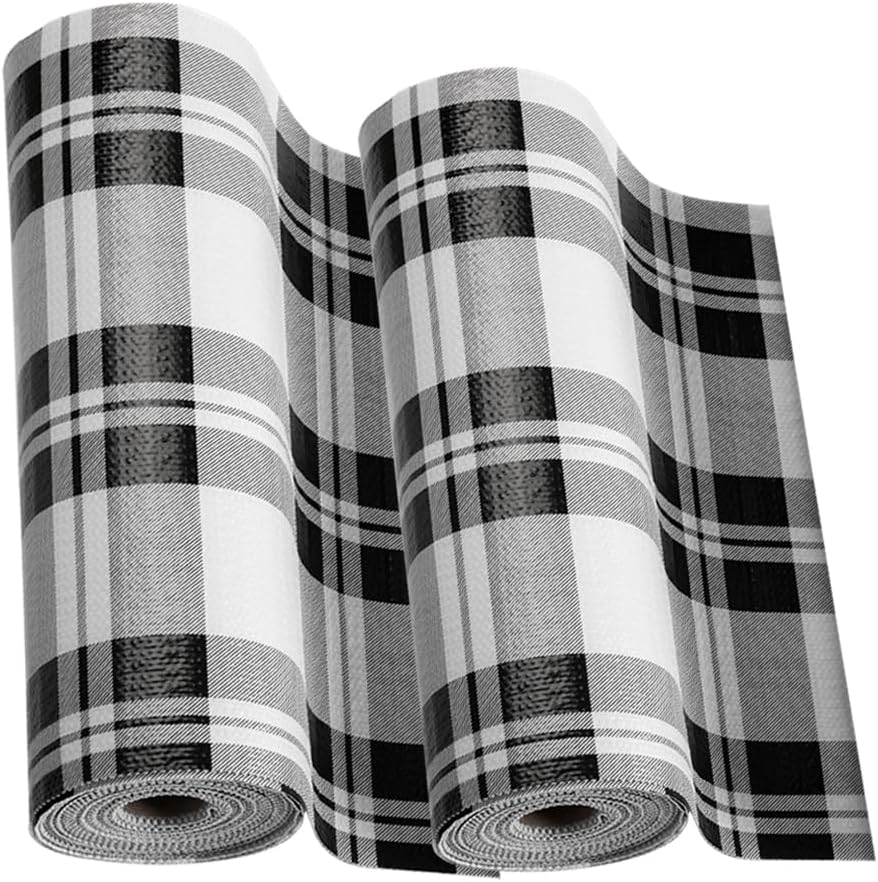 2 Rolls Shelf Liner for Cabinet Non Adhesive Non-Slip Strong Grip Protection Kitchen Cabinet (Black, 18 in x 10 FT + 18 in x 20 FT)