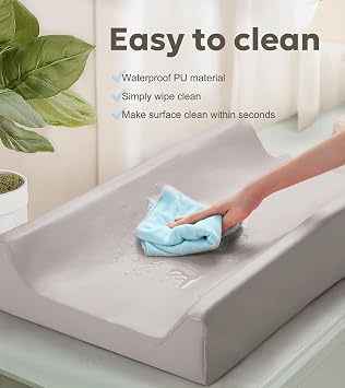 Mallify Baby Changing Pad, Waterproof & Wipeable Vegan Leather Diaper Changing Mat, Non-Slip Changing Pad for Dresser, Changing Table (Grey)