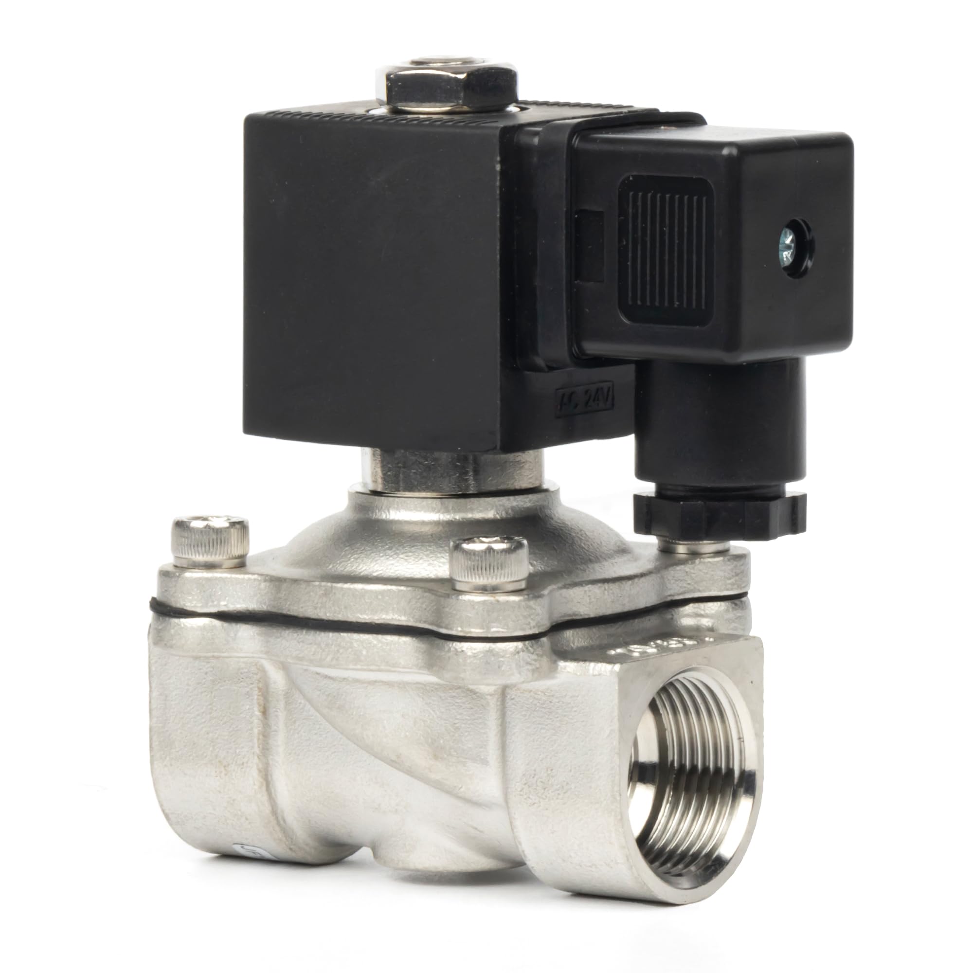 U.S. Solid Elettrovalvola in acciaio inox G 3/4" 24V AC – 10 bar, normalmente chiusa, guarnizione VITON, per acqua, aria, diesel, cherosene, benzina