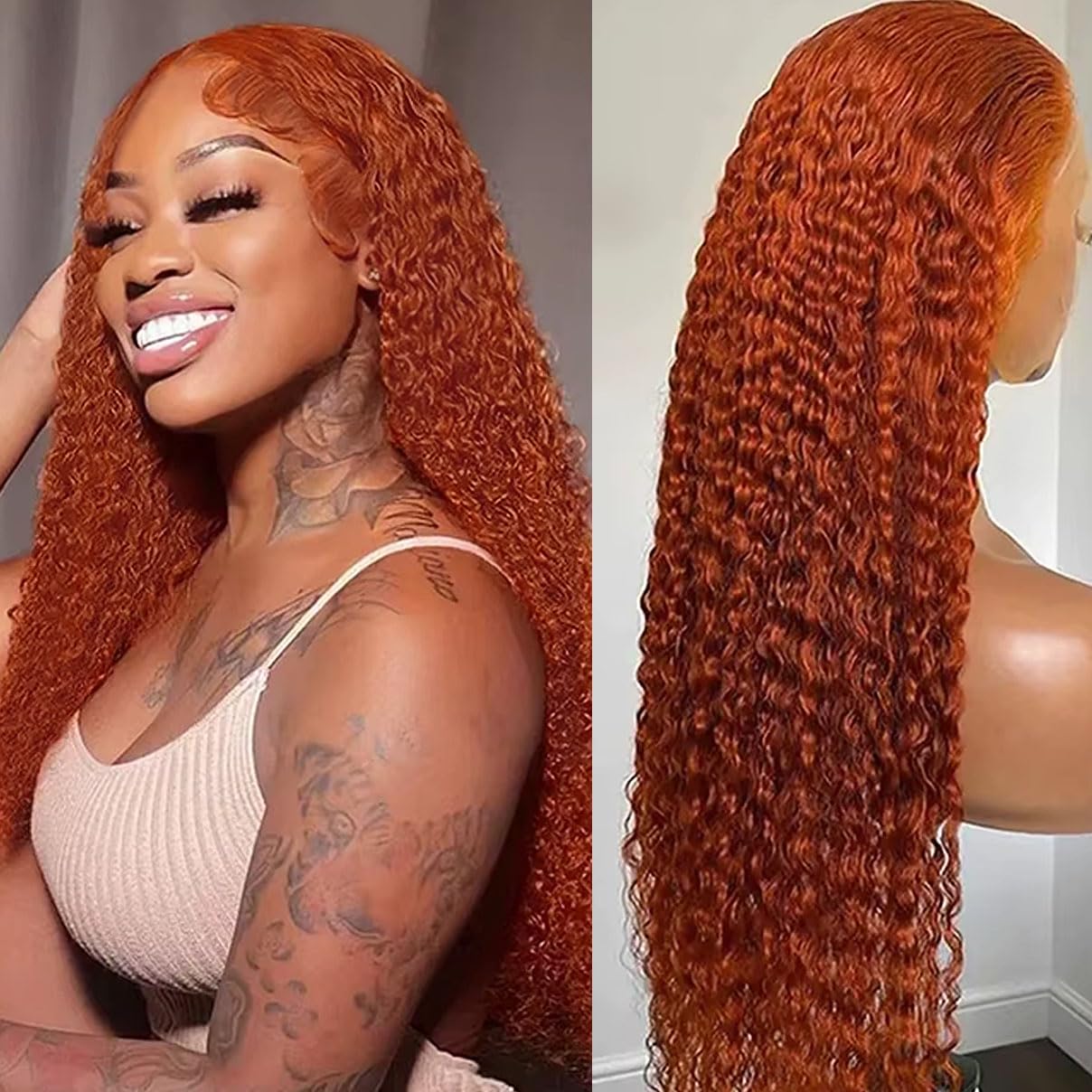 13x6 Deep Wave Lace Front Wig Human Hair 180% Density 26 Inch Pre Plucked 26 Deep Wave Lace Front Wig | 13x4 Brazilian Curly Human  main image 2