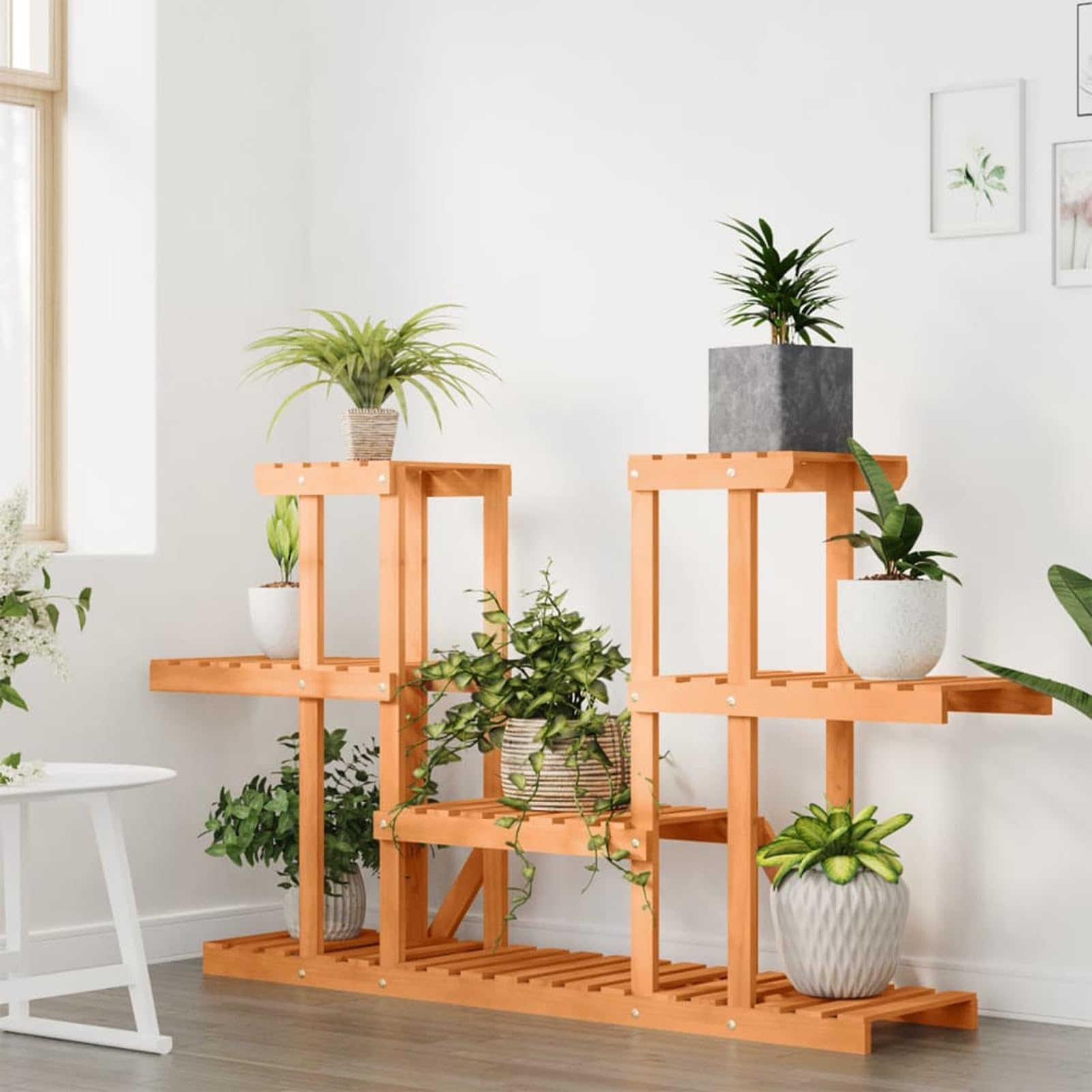 GuyAna Blumenständer 110x25x73 cm Massivholz Tanne Blumentreppe Pflanzentreppe Blumenbank Wohnzimmer