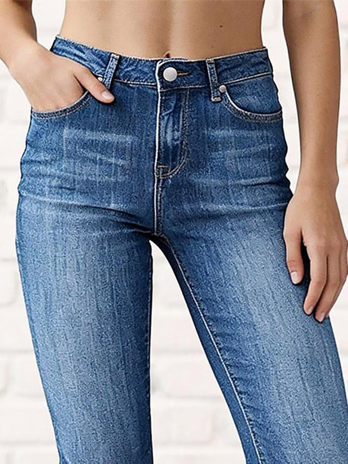 Flamingals High Waisted Bell Bottom Jeans for Women Stretchy Wash Flare Jeans Casual Western Slim Fit Denim Pants