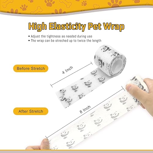 Miniatura 6 de Paquete de 6 envolturas veterinarias de 2 pulgadas para perros, caballos, vendaje autoadhesivo para mascotas, vendajes cobanos para heridas