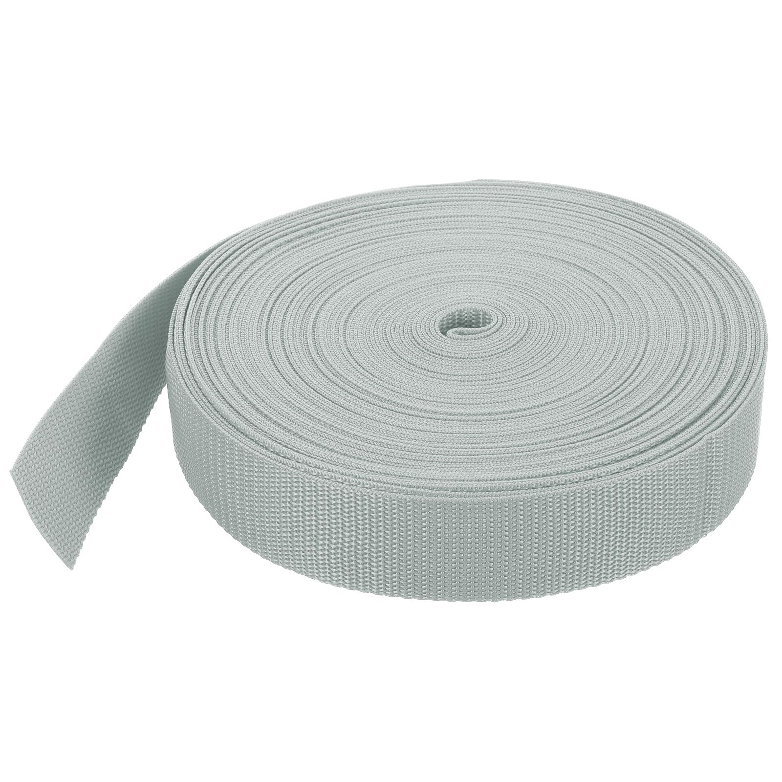 MECCANIXITY Lightweight Polypropylene Webbing Strap 1 1/2" 25 Yard Backpack Strapping Band Light Grey for Outdoor Luggage Cargo Straps
