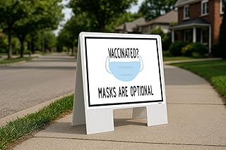 Vaccinated Masks Are Optional Folding Coroplast A-Frame with Double-Sided 23in x23in