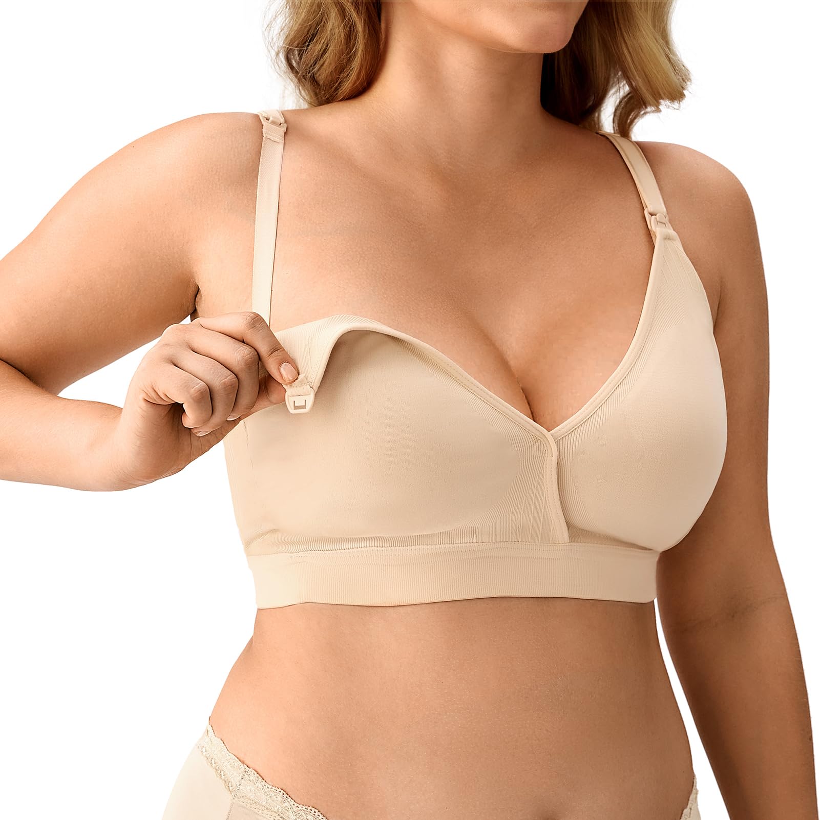 HBselect Lot de 2 Soutiens-Gorge d'allaitement sans Coutures avec Extensions de Soutien-Gorge supplémentaires pour l'allaitement et Le Sommeil sans Armatures pour Femme, S