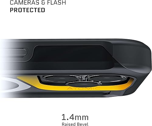 Miniatura 5 de Ghostek ATOMIC - Funda delgada iPhone 13 Pro, parachoques de metal negro con anillo MagSafe transparente en la parte trasera, protección resistente
