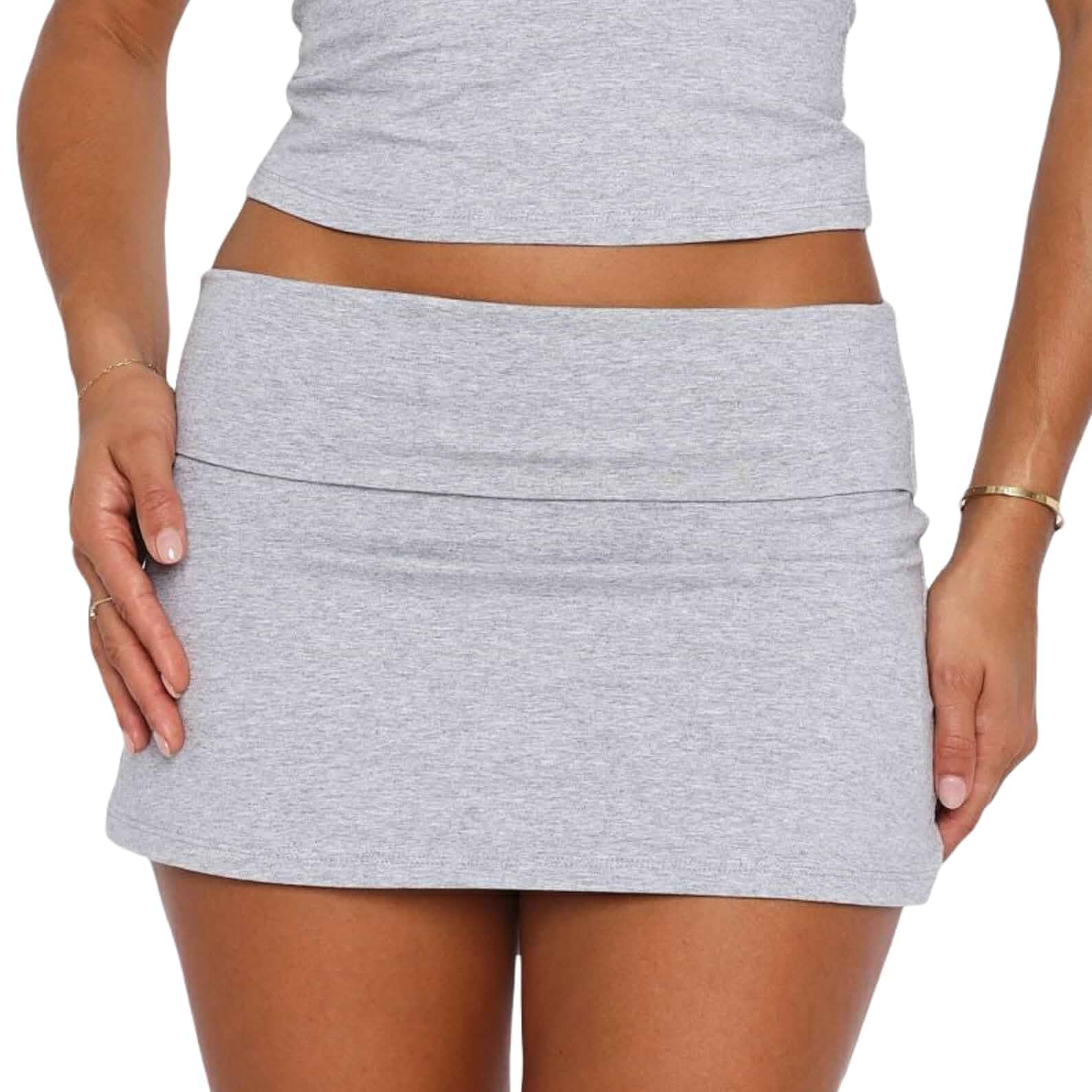 Hedovan Foldover Micro Skirt for Women Y2k Tight Mini Skirt Cute Low Rise Bodycon Going Out Skirts