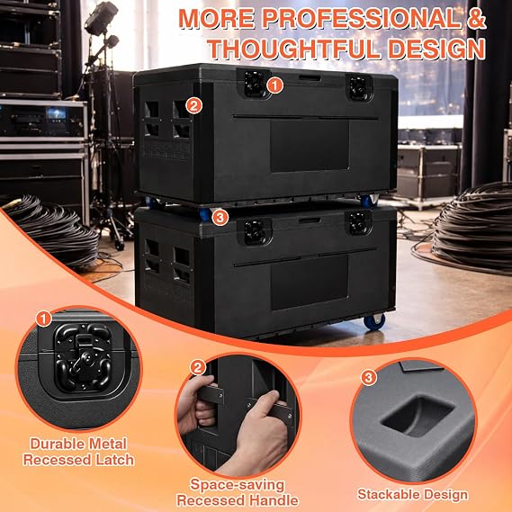 Heavy Duty Cable Trunk Case ATA Rolling Road Case with Wheels,45 x 22.5 x