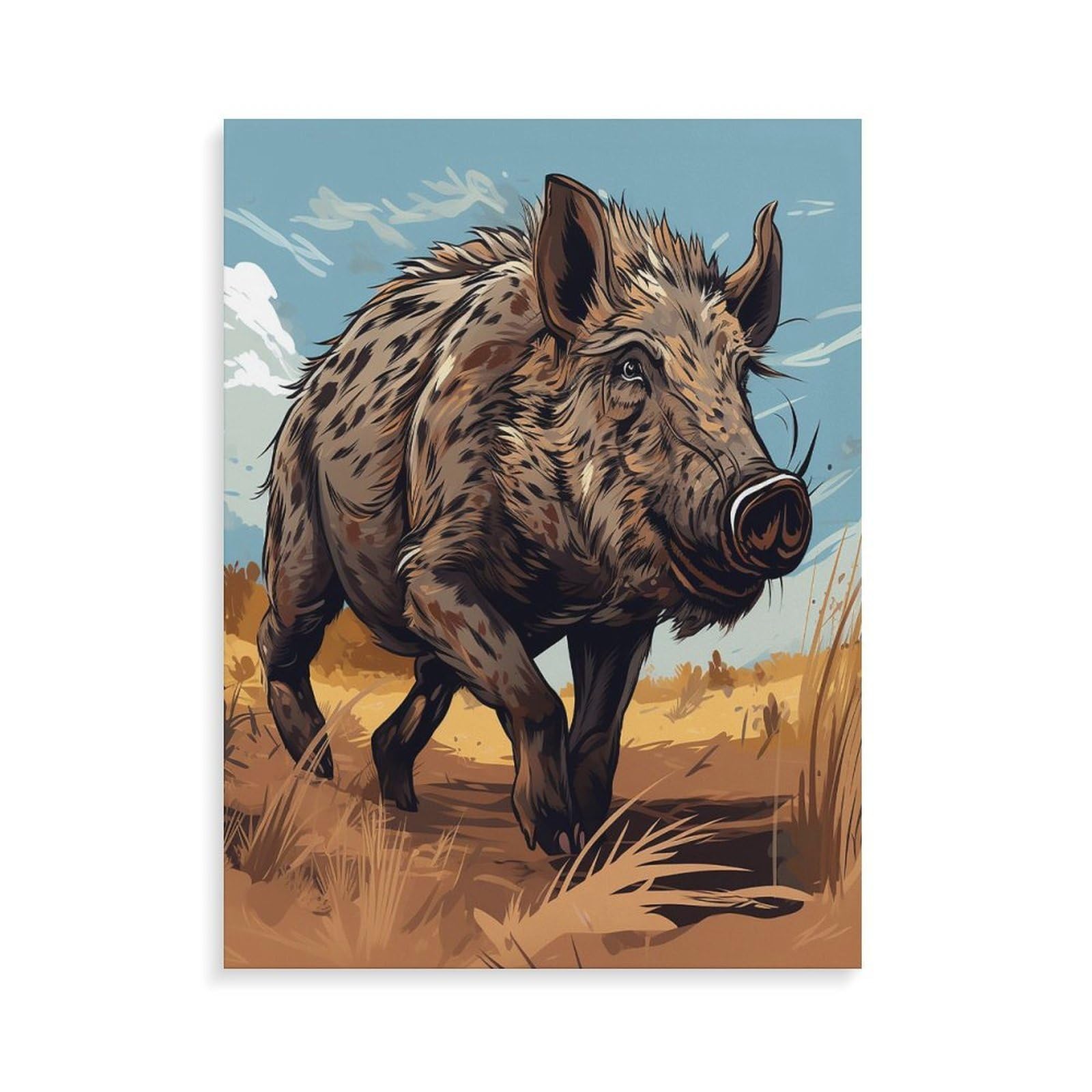 LPAGBCNU Malen-nach-Zahlen-Set mit Cartoon-Wildschwein-Motiv für Erwachsene, Anfänger, Erwachsene, Malen nach Zahlen, Kits auf Leinwand, DIY-Acrylölfarben, Malerei mit Pinseln für Geschenk