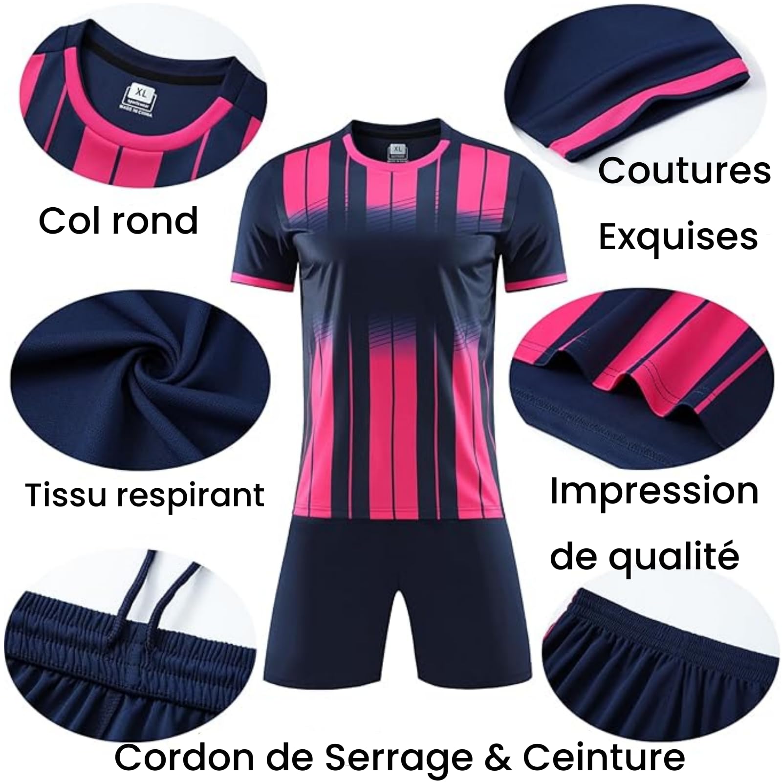Maillot de Foot Personnalisé Enfant Homme Maillot de Football Personnalisable Nom et Prénom Numéro L'équipe Le Logo Ensemble de Foot Maillot Equipe de France 2024