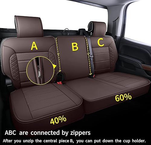 Vista 33 de LUCKYMAN CLUB D04-S2 Fundas de asiento de cuero sintético impermeable con funda de consola central (juego completo, negro y rojo)