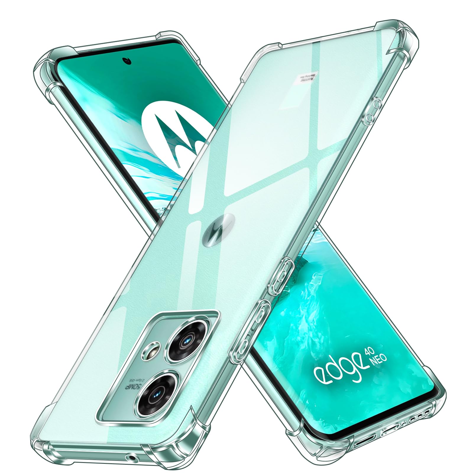 YUXING Cover per Motorola Edge 50 Neo Custodia Trasparente con Pellicola Protettiva Lenti Morbida Ultra Sottile Antiurto Bumper Slim Case - Viola