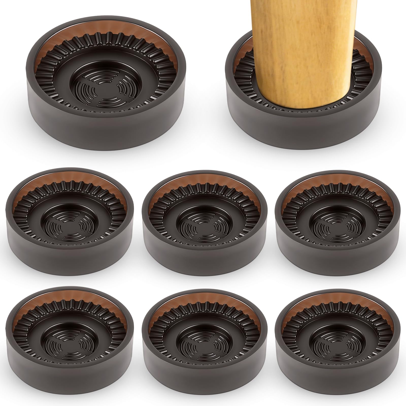 Rubber Castor Cups 8 PCS, Non Slip Furniture Coasters, 3 in 1 Carpet Protector Cups - Fits Diameters up to 20 & 30 & 40 mm