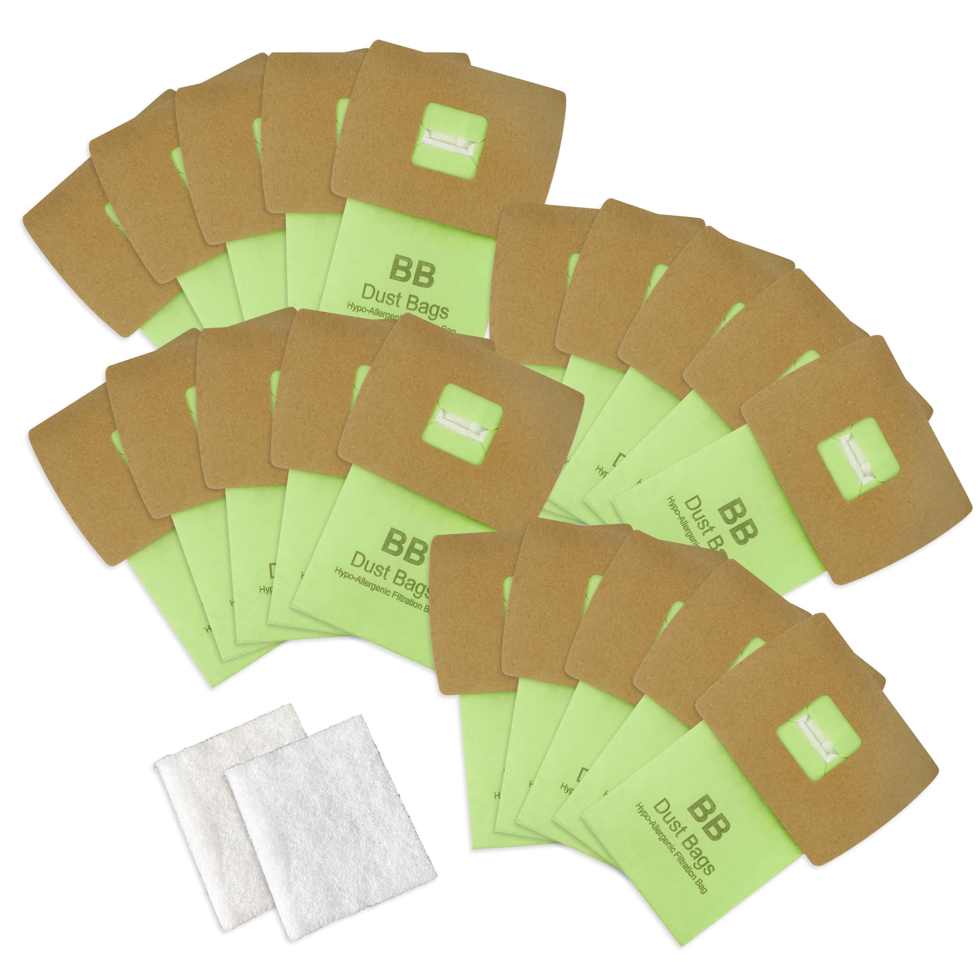 20 Pack Type BB Canister Bags Replacement Fit for Oreck XL Canister Vacuum bags PKBB12DW BB180 BB280 BB850 BB870 BB900 BB1000 MV160 with 2 Motor