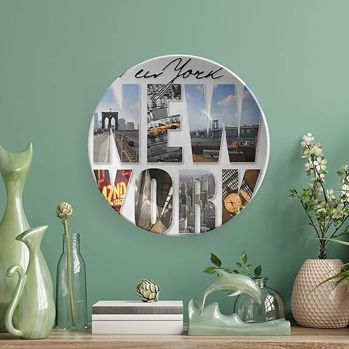 Miniatura 5 de Plato decorativo de 6 pulgadas, artesanía de cerámica de Nueva York, ciudad de Nueva York con diferentes áreas de impresión de Manhattan para colgar