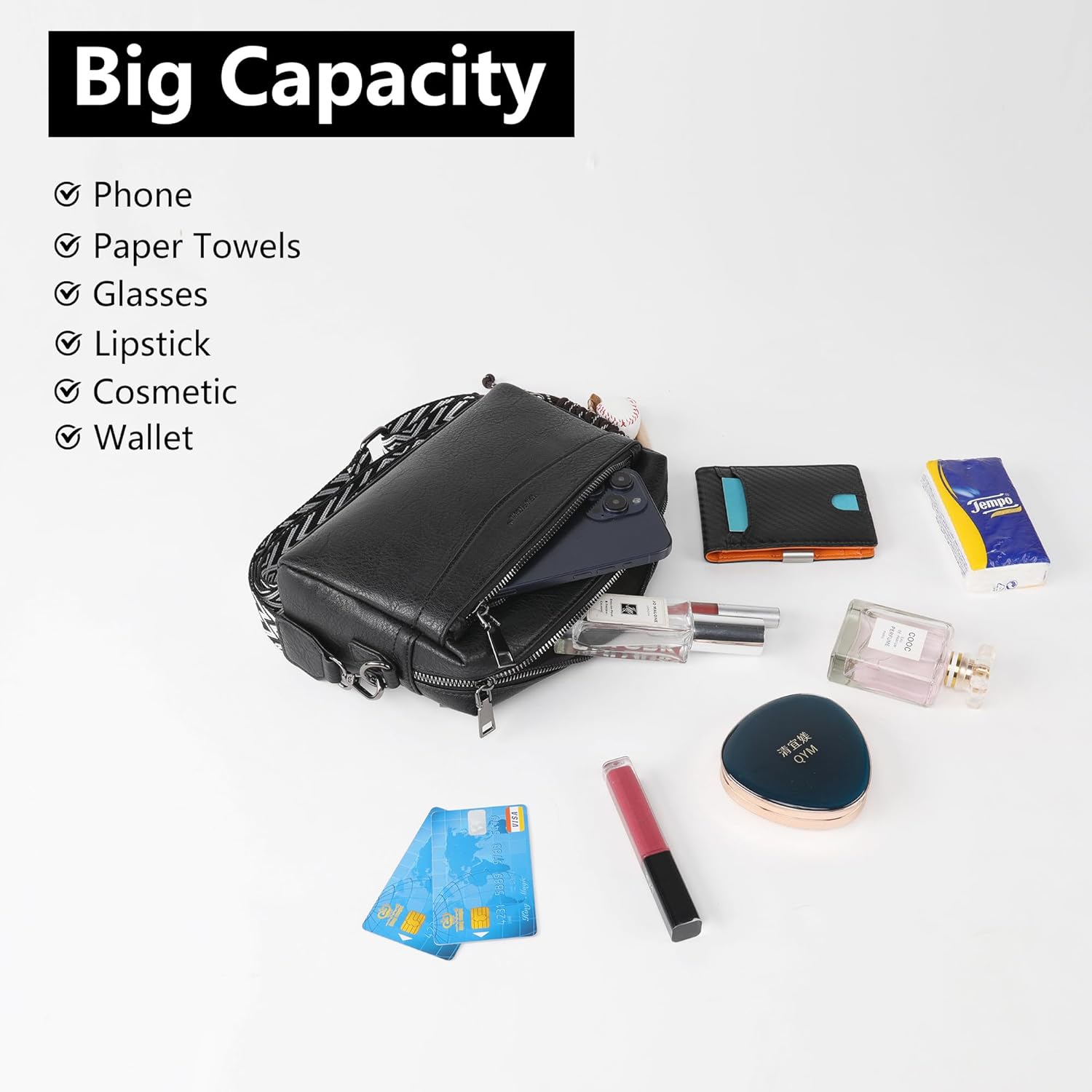 TANTOMI Small Crossbody Bags for Women, Triple Zip Crossbody Purse Cell Phone Shoulder Bag Handbags with Adjustable Strap - Image 4