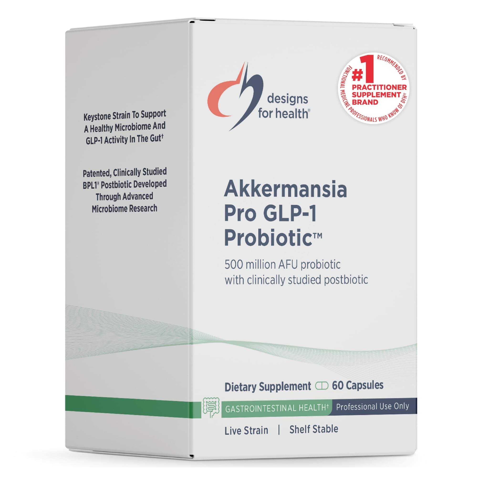 Designs for Health Akkermansia Pro GLP-1 Probiotic, Gut Health, 60 Capsules