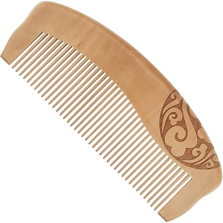 MJIYA Wooden Comb Hair + Beard Detangler, Natural Anti Static Wood for Styling Wet or Dry Curly, Thick, Wavy, or Straight Hair Small Pocket Sized (Light Brown, 5.7 inch)