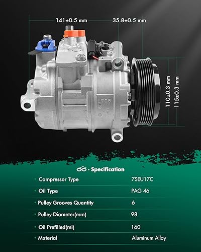 Miniatura 8 de SCITOO Compresor de CA apto para Mercedes-Benz C230 2.3L 2002, compresor de aire acondicionado para Mercedes-Benz CL500 5.0L 2001 2006 CO 11245C