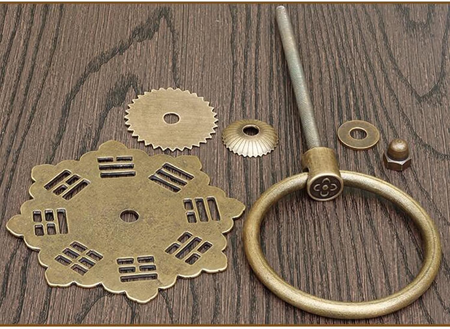Flower Shape Bronze Door Knocker Antique Brass Door Handle for Vintage Wooden Door Old House gate Decoration rustproof Door Accessories (Color: Brass) (Brass) (Bronze)
