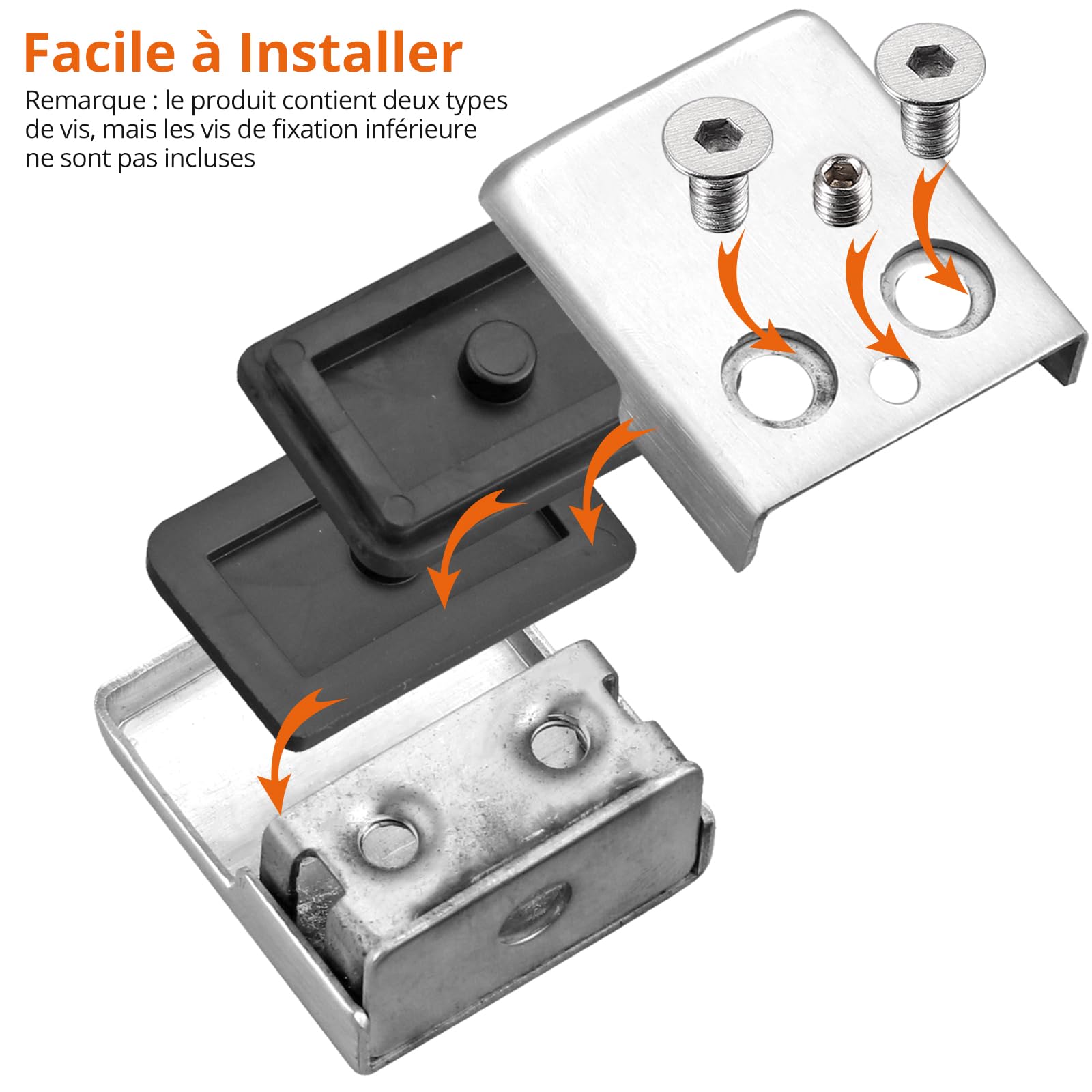 Proster 16 PCS Pinces à Verre Taille M (8–9 mm) en Acier Inoxydable 304 – Dos Plat, Finition Brossée, Fixation Antirouille avec Vis de Serrage pour Balustrade, Garde-Corps, Escalier et Main Courante